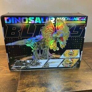 Mechanical Dilophosaurus Building Blocks 1277pc Steampunk Dinosaur LED STEM Mode